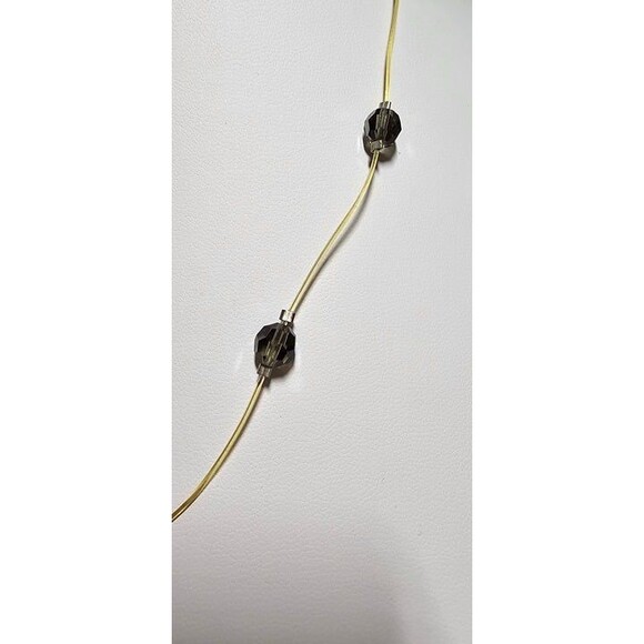 Smoky Grey Facet Cut Glass Bead Station Choker Necklace 925 Springring Clasp 14" - Picture 2 of 3